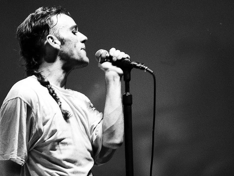 Michael Stipe, the lead singer of REM, at Portsmouth Guildhall in May 1989.