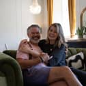 Craig and Briony, in the reception of their winning 'stand out space' at Royal Haslar, Interior Design Masters, Series 6 Episode 3