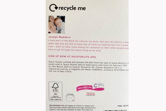 The card featuring Joseph's words