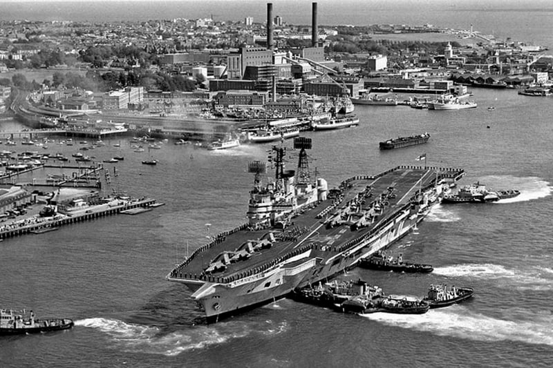 HMS Ark Royal A marvellous photograph from Mike Nolans collection. HMS Ark Royal berthing at South Railway Jetty in 1972.