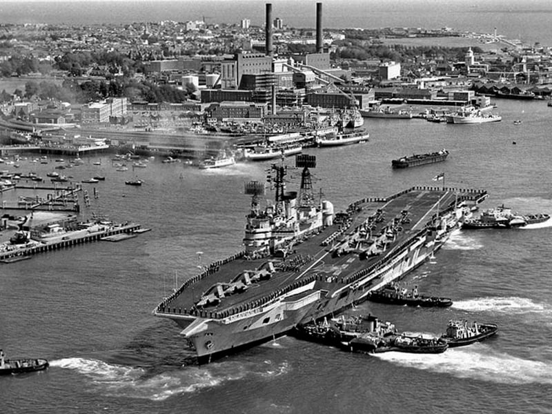 HMS Ark Royal A marvellous photograph from Mike Nolans collection. HMS Ark Royal berthing at South Railway Jetty in 1972.