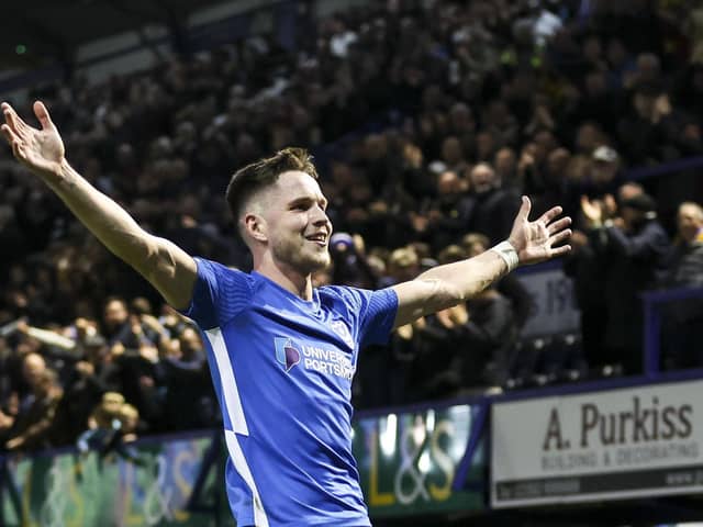 George Hirst celebrates his goal against Rotherham last night. (Photo by Robin Jones - Digital South)