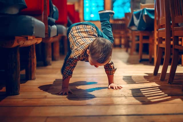 Messing around in the restaurant.