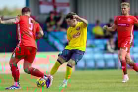 Alfie Stanley scored Gosport's opener their superb FA Cup replay win at Gloucester City. Picture: Chris  Moorhouse