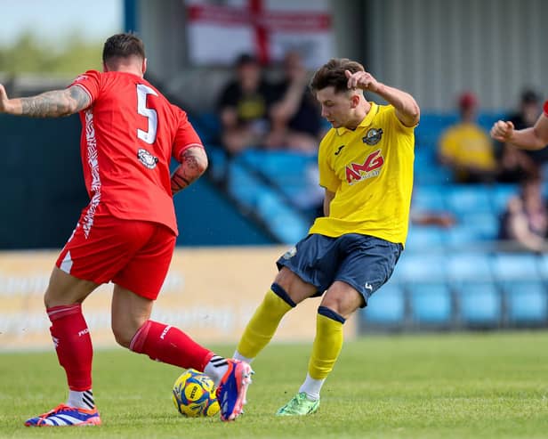 Alfie Stanley scored Gosport's opener their superb FA Cup replay win at Gloucester City. Picture: Chris  Moorhouse