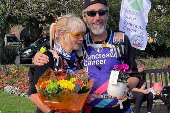 Tony Bennett and his partner Cherry Pirie after completing their walking challenge in Gosport. Pic: supplied