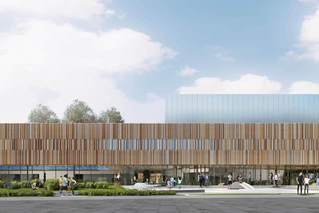 Construction of The Ravelin Sports Centre being built at Ravelin Park, Portsmouth.
Picture credit: FaulknerBrowns