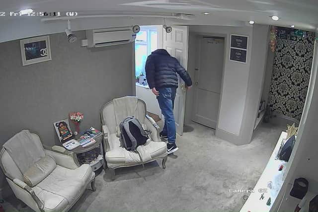 Police are hunting a man after cash and a wallet were stolen from the Chichester salon. Pic supplied