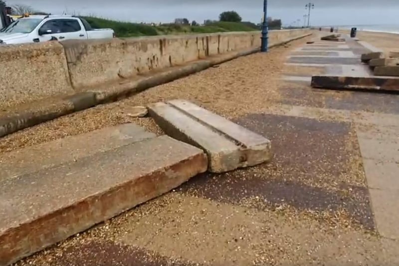 The storm caused damage along the promenade in Southsea