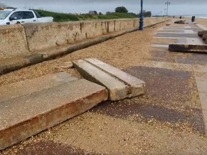 The storm caused damage along the promenade in Southsea