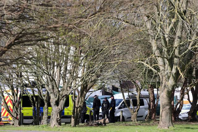 Police at the scene of an incident in Allaway Avenue, Paulsgrove.Picture: Chris Moorhouse     (010320-04)