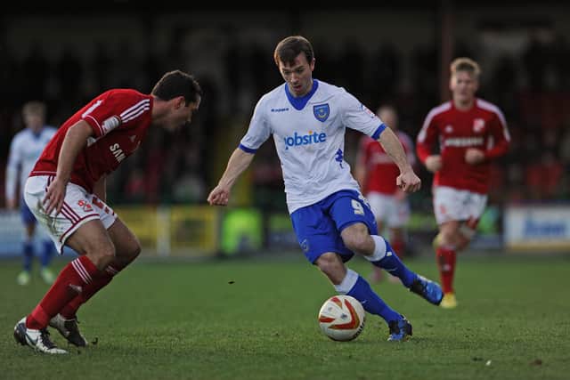Substitute James Collins scored a 12-minute hat-trick and finished with four goals overall as the Robins ran riot against Pompey. Picture: Sarah Standing