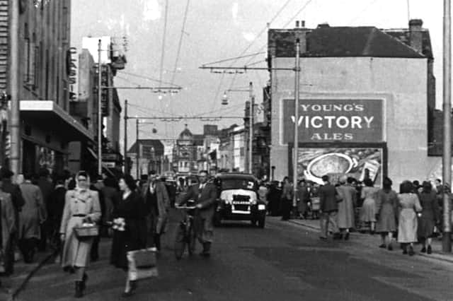The war's over, so let's go shopping... looking north along Commercial Road from Arundel Street junction, about 1946. Picture: The News archive.