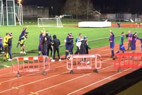 US Portsmouth celebrate after beating Millbrook 3-2.