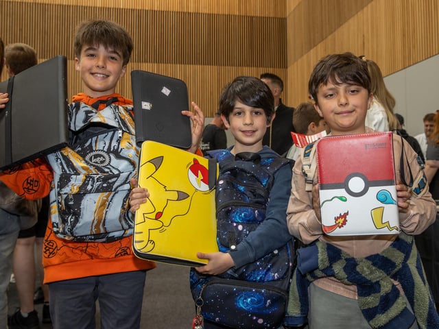 George, 9, Xavi, 9, and Heath, 9, at Pokemania.  Photos by Alex Shute