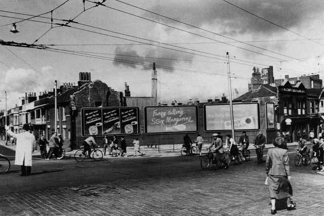 Fratton Bridge, Portsmouth, from the corner of Selbourne Terrace early in the 1950s.