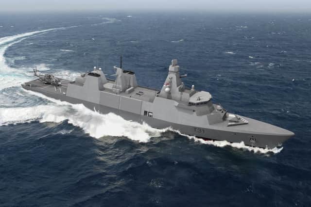 An artist's impression of a Type 31 frigate at sea. Picture: Royal Navy.