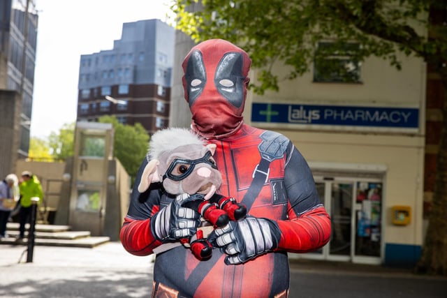 Harrison, 8 from Portsmouth, as Deadpool.  Photos by Alex Shute