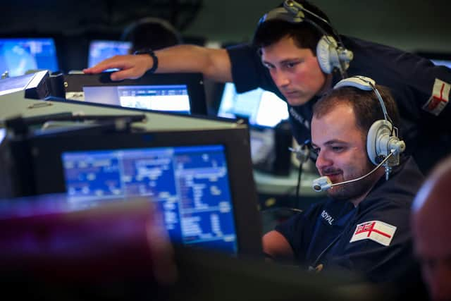 The operations room of one of the Royal Navy's most modern warships the Type 45 destroyer HMS Dragon during an air defence exercise off the Scottish, Hebride Isles

Image from the Type 45 destroyer HMS Dragon