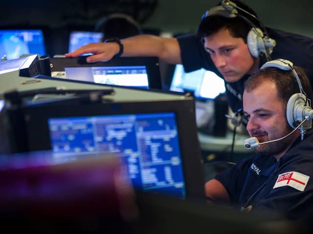 The operations room of one of the Royal Navy's most modern warships the Type 45 destroyer HMS Dragon during an air defence exercise off the Scottish, Hebride Isles

Image from the Type 45 destroyer HMS Dragon