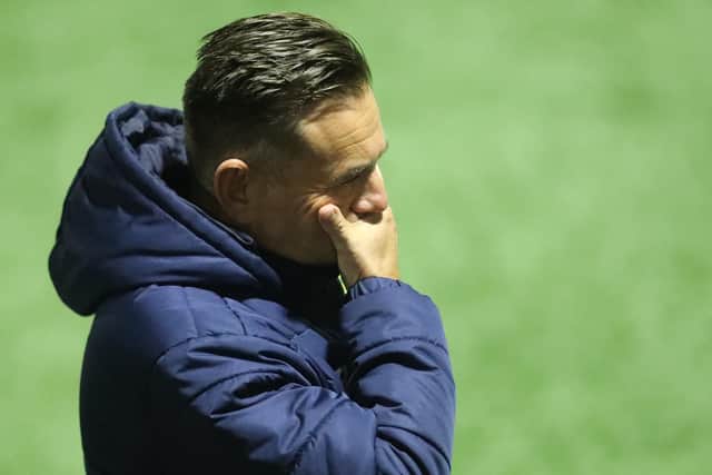 Hawks boss Paul Doswell was left devastated by defeat at Oxford City Picture: Dave Haines