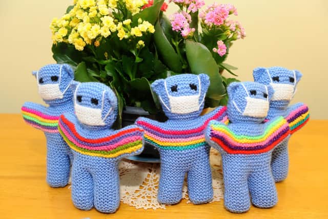 Sandra McAfee (76) from Gosport, has knitted more than 150 Covid-19 bears raising money for the British Heart Foundation.
Picture: Sarah Standing (100820-2427)