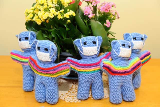 Sandra McAfee (76) from Gosport, has knitted more than 150 Covid-19 bears raising money for the British Heart Foundation.

Picture: Sarah Standing (100820-2427) 