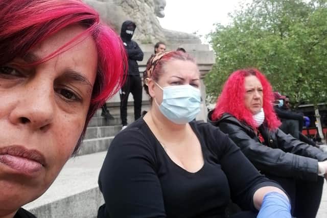 Waterlooville resident Anita Anongu at the Black Lives Matter protest with other supporters.