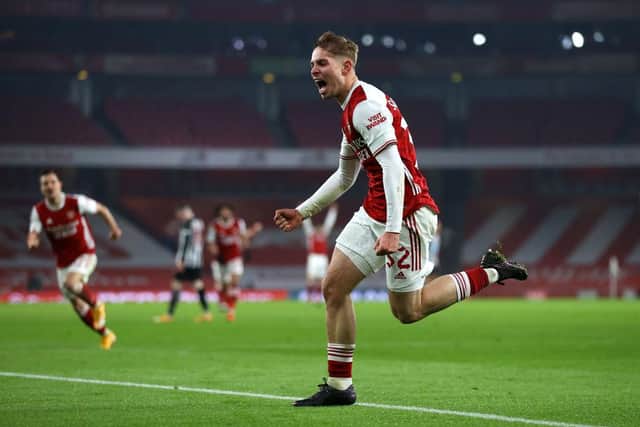 Emile Smith Rowe has continued to flourish, establishing himself in Arsenal's first-team following a Huddersfield loan spell under Danny Cowley. Picture: Julian Finney/Getty Images