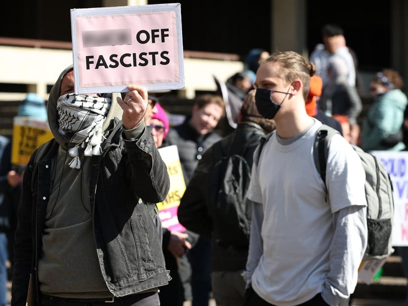 A Unity Rally, arranged by Stand Up To Racism Portsmouth, and a mass-deportation demonstration, arranged by UKIP, took place in Portsmouth's Guildhall on Saturday, March 15. Picture: Chris Moorhouse (150325-039)