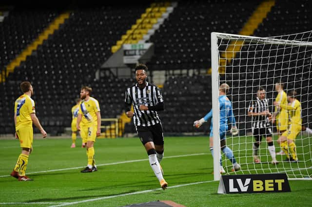 Kyle Wootton took his seasonal tally to nine goals with a brace against Solihull Moors at Meadow Lane. Photo by Michael Regan/Getty Images.