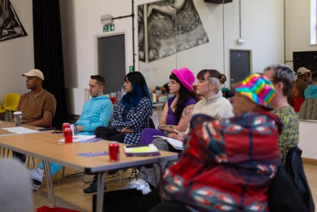 Downtown Pompey in rehearsal for Sticky Floors and Palm Trees, which is at New Theatre Royal from January 30-February 1, 2024. Picture by Karl Bailey