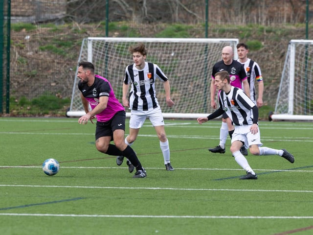 Harvest (pink) v Hayling (black & white). Picture: Mike Cooter