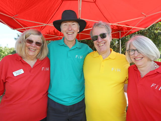 Pictured is: Some of the members of Folks in Harmony singing group (l-r) Mary Anne Beames, Bob Logan with Duncan and Joanna Gardner.
Picture: Chris Moorhouse (020923-4103)