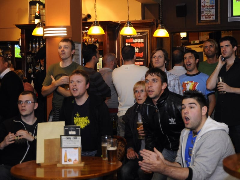 The Festing Pub in Southsea was the establishment of choice for these fans to watch Pompey's Uefa Cup game against Vitoria SC in 2008.