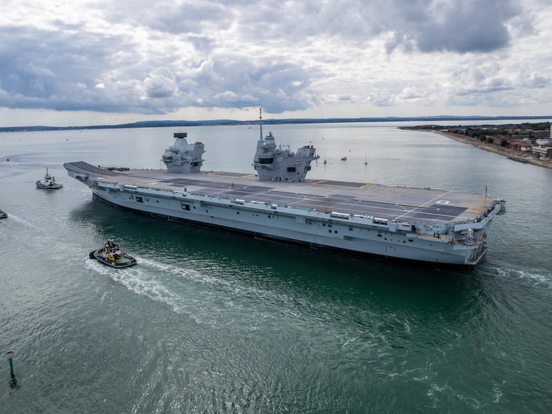 HMS Prince of Wales leaving Portsmouth Harbour on Wednesday afternoon.
Pictured - HMS Prince of Wales
Photos by Alex Shute