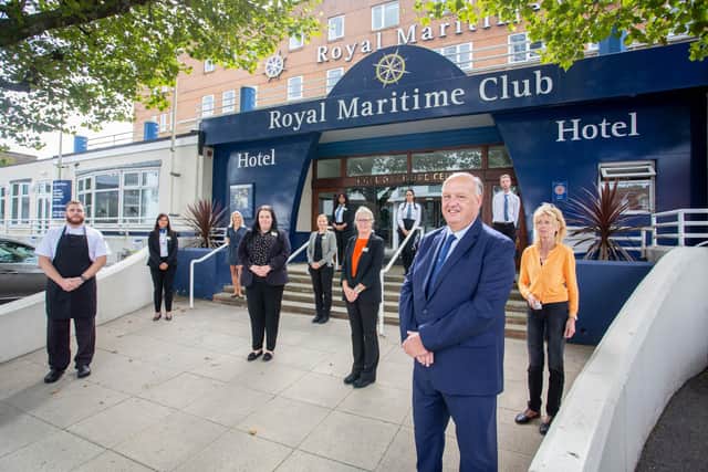 The Royal Maritime Club & Hotel, Portsmouth. General Manager, John Alderson with his staff.