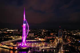 The Spinnaker Tower in Portsmouth, lit-up in purple. Picture: Marcin Jedrysiak