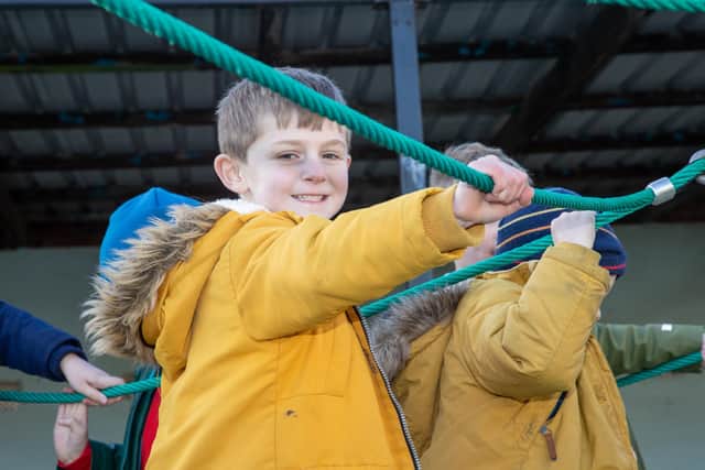 Noah Male (5) was one of the first children to try it out. Picture: Alex Shute