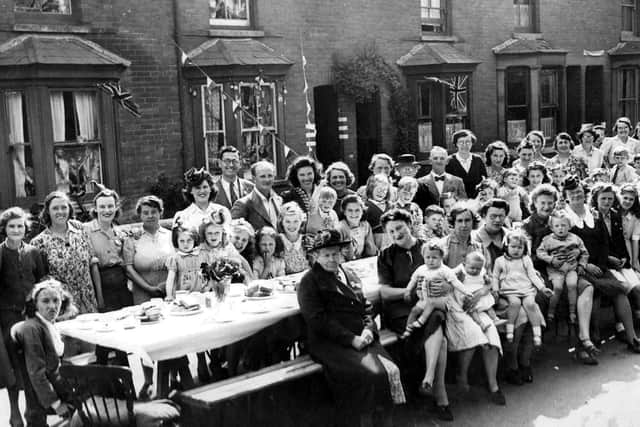 The street party held in Norman Road, Gosport, to celebrate VE Day in 1945.