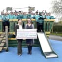 On the day of Ace Rewcastle's funeral, Medina Primary School paid their respects by having a "Blue Day" to celebrate his memory and raise money for the PIAM Brown ward at Southampton General Hospital. On Tuesday, March 21, Medina Primary School and Ace's mum Amber Field presented the cheque of £467.60.Pictured is: Year 4 with (front l-r) Ace's mum Amber Field and Rachel Funnell, charity co-ordinator for the PIAM Brown ward at Southampton Hospitals Charity.Picture: Sarah Standing (210323-1304)