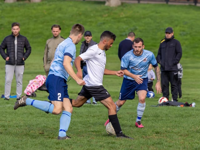 Portchester Rovers (blue) v Pompey Dynamos. Picture: Mike Cooter