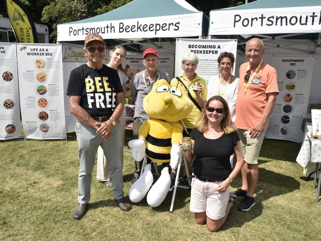 Pictured is: (back l-r) Eve Wawrzyn, Mick Stallard, Martha Dombey, Sarah Harold and Paul Cowtan with (front l-r) Mike Cotton, chairman of Portsmouth Beekeepers and Alison Gerrard.
Picture: Sarah Standing (090623-5208)