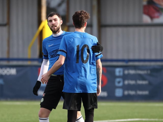 Harry Ainsley has just scored Eastney's sixth goal. Picture: Stuart Martin