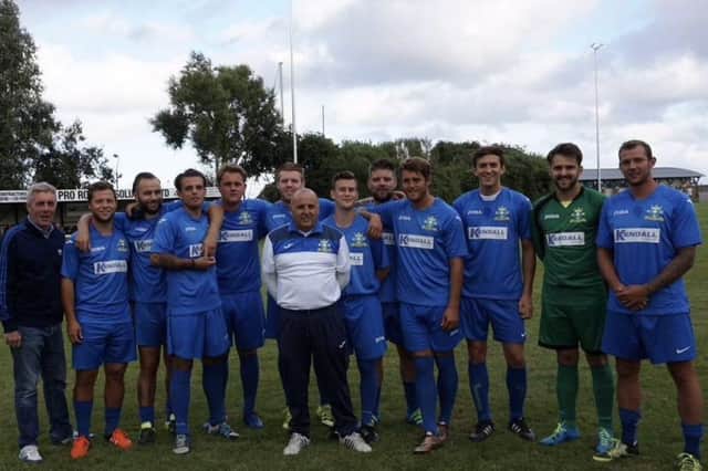 Baffins Milton Rovers FC, pictured in 2016 after moving to what is now the PMC Stadium. From left - Dean Moret, Josh Dean, Sam Willett, George Roy, Tyler Moret, Jamie White, Louis Bell, Danny Rimmer, Shane Cornish, Blu Boam, Olly Watts, Tom Boyle, Tyler Yates.