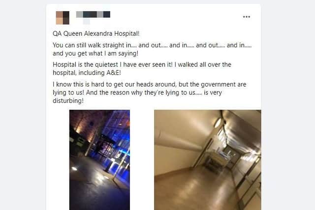 Posts on Facebook claiming QA Hospital is empty - these have been refuted by chief executive Mark Cubbon