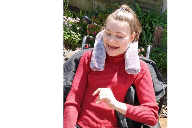Eleanor Raleigh, 15, in her wheelchair at home in Fareham