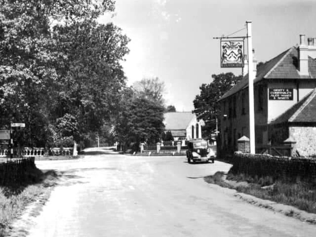 Redhill crossroads at the Staunton Arms, Rowlands Castle, later known as the Staunton Crossroads, circa 1928. Picture: George Barrett collection