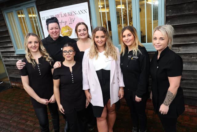 Lauren-Ann has her own salon in Waterlooville and she has now managed to branch out and start her own academy in Petersfield after her business became so successful. This event is her beauty academy's grand opening.
Pictured is Lauren-Ann Lee and her team.
7th January 2023
Photograph by Sam Stephenson, 07880 703135, www.samstephenson.co.uk.