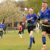 A Paulsgrove under-14s player celebrates netting in his side's thumping 6-1 victory against AFC Portchester Castles under-14s. Picture: Keith Woodland (080521-229)